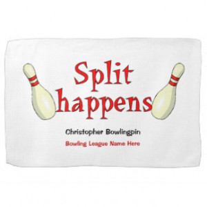 Personalized funny split happens bowling towel