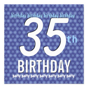 35th Birthday Party Template Shiny Blue Stars Personalized Invite