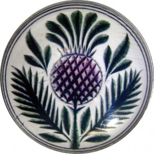 Crystal Dome Button Scottish Thistle Lg Size 1 & 3/8