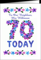 Custom Front 70th Birthday Card for a Neighbour, Flowers card ...