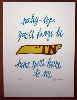 Rocky Top Tennessee-Letterpress Print