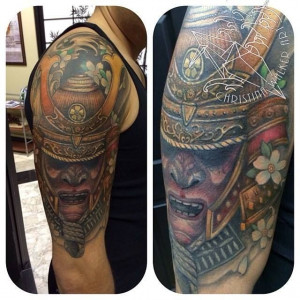 Samurai coverup tattoo: Tattoo Ideas, Samurai Masks Tattoo, Christina ...
