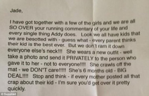 Jade Ruthven was sent a nasty anonymous note by some of her Facebook ...