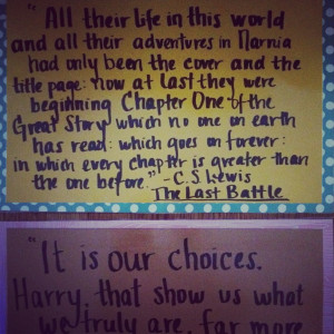 ... quotes from young adult literature and pretty paper! I used Narnia