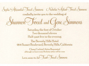 Gene Simmons & Shannon Tweed's Wedding Invitation