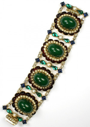 Hattie Carnegie Rubies Pearls Rhinestones Emerald Bracelet: Ruby Pearl ...