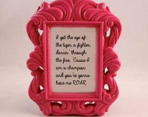 PINK Framed Lyrics Katy Perry Quote Roar home decor gift office desk ...