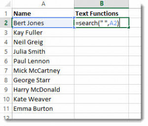 Excel Text Functions LEFT MID LEN SEARCH CONCATENATE