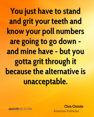 You just have to stand and grit your teeth and know your poll numbers ...