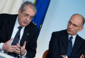 ... Fabrizio Saccomanni e l'ex presidente del Consiglio Enrico Letta