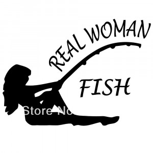 real woman fish hunting fishing trout salmon bass car window sticker ...