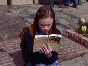 Rory Gilmore of The Gilmore Girls reading Ulysses by James Joyce