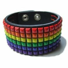 Leather Studded Bracelet - Gay & Lesbian LGBT Pride Wristband. LGBT ...