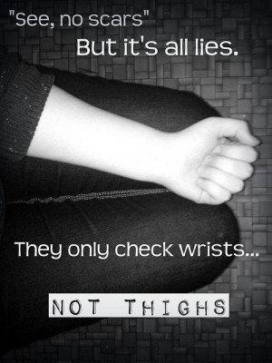 Black and White depression Personal self harm cuts thighs scars wrists