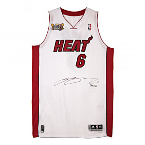 ... James Signed 2013 Miami Heat NBA Champions Patch Authentic Jersey