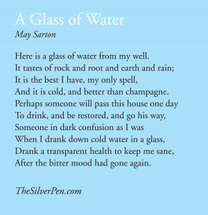 ... think it is inspiring), Glass of Water , from my fave, Mary Oliver