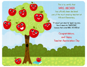 Teacher Appreciation Certificate