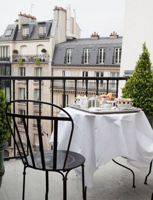 Tea on a parisian balcony - french blue and cream