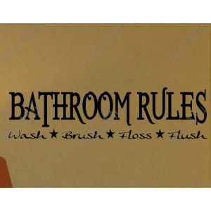 BATHROOM RULES DECAL WALL VINYL STICKER LETTER WORDS SAYINGS WASHROOM ...