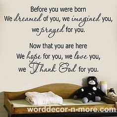 Beautiful quote for your baby nursery room decor or a baby shower gift ...