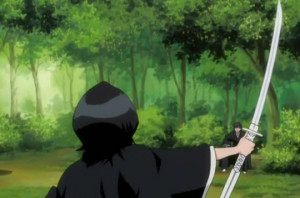 Rukia achieves Shikai under Kaien's tutelage.