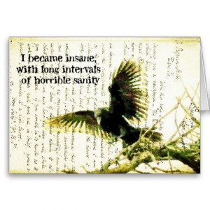 Raven With Poe Quote and Handwritting Greeting Cards