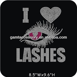 Love Lashes designs Iron On Rhinestone Transfer For T Shirts