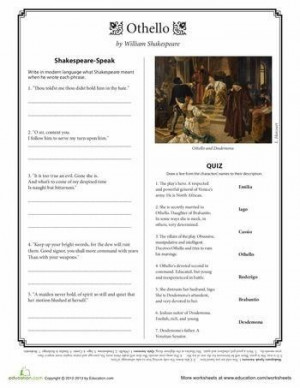 Worksheets: Othello Quotes