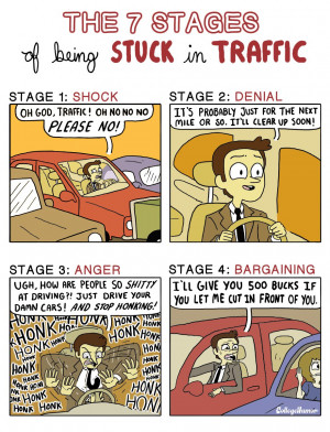 The 7 Stages of Being Stuck in Traffic