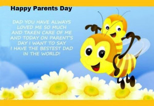 Cute Pic With Bees, Flower And Happy Parent's Day Quote