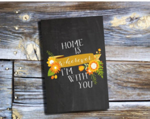 ... 4x6 Art Print floral banner orange yellow Instant Download Love Quote