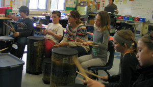Members of the Drumming Club pictured below. From left to right are ...