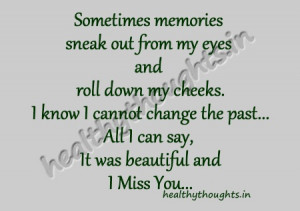 ... cannot change the past-All I can say-It was beautiful and I Miss You
