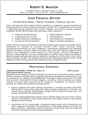 CFO Resume Cover Letter Example