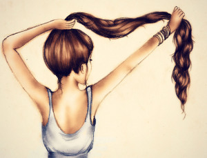 beautiful, brown, drawing, girl, good, hair, long hair, vintge