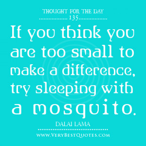 If you think you are too small to make a difference, try sleeping with ...