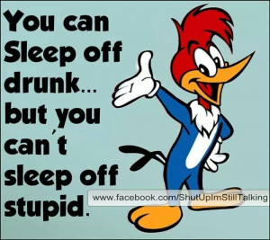 Can sleep off drunk but not stupid