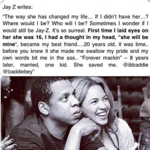 Jay z on Beyoncé : true love : Beyoncé