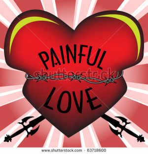 Stabbed In The Heart Red heart tied with barbed