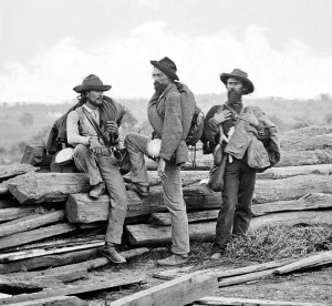Gettysburg, Pennsylvania. Three Confederate prisoners.