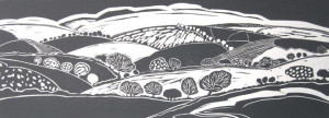 Over The Downs Lino Print...