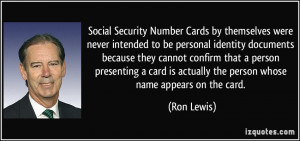 Number Cards by themselves were never intended to be personal identity ...