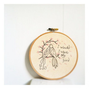 ... Hoop Art - Shakespeare Quote cherry blossom - unusual - obscure