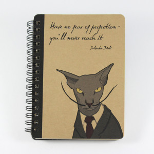 Spiral Bound Mini Notebook Cat Salvador Dalí Quote