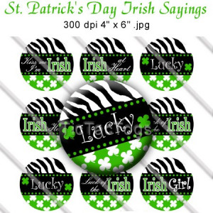 St Patricks Day Irish Sayings Zebra Shamrock Clover Bottle Cap Images