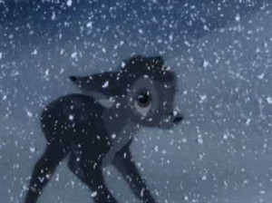bambi, death, depressing, sad, snow