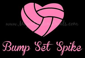 Volley-Ball-Heart-Bump-Set-Spike-Decal-Sticker-YOU-CHOOSE-COLOR
