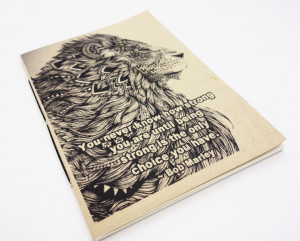 ... Journal Memo Quote Strong lion Notebook Blank Paper Notepad Retro