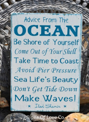 Beach Sign Advice From The Ocean Decor Wood Nautical House Plaque