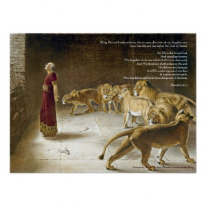 Daniel in the Lion's Den w/Bible Verse Art Print
